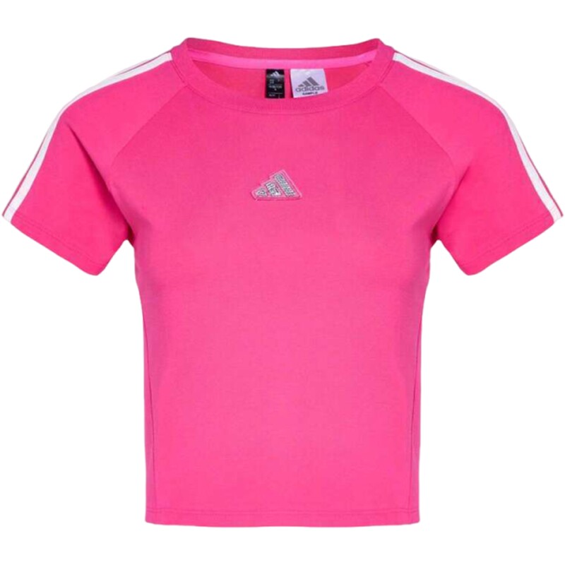 adidas阿迪达斯女子三条纹舞动系列运动休闲修身短袖T恤KS0278