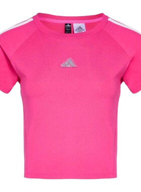 adidas阿迪达斯女子三条纹舞动系列运动休闲修身短袖T恤KS0278
