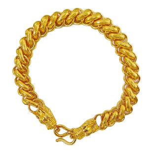 金包银泰国链扁泰手链男足黄包金双龙头霸气宽版轻奢潮男高级质感