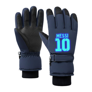 儿童滑雪手套男童冬天加厚绒保暖户外骑行足球周边夜光防滑防寒风