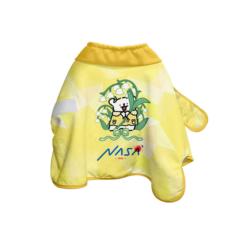 NASA联名线条小狗花朵宠物浴袍
