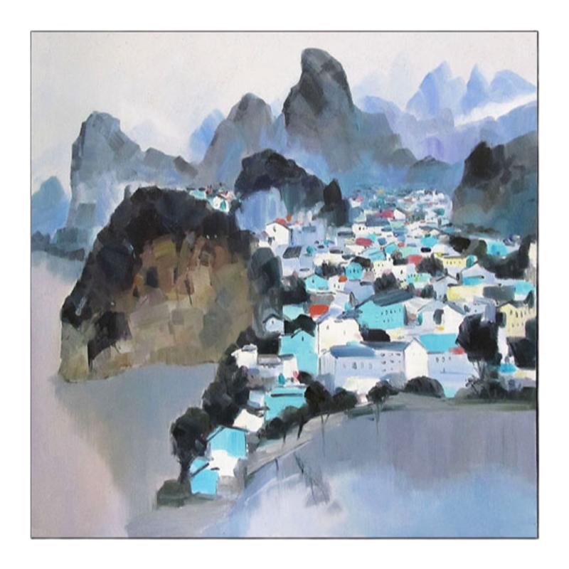 吴冠中桂林山水手绘漓江风景油画