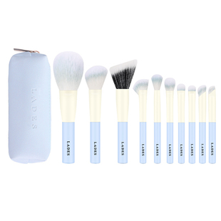 LADES/蓝蒂丝奶蓝10支化妆套刷散粉点彩镰刀鼻影软毛刷子便携mini