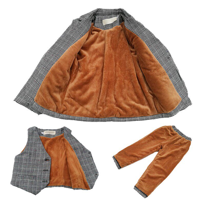 儿童周岁礼服加绒加厚小西装套装