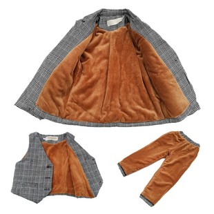 儿童小西装套装男童加厚礼服男宝冬季加绒主持人西服男孩洋气冬装