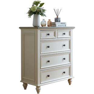美式实木五六七斗柜白色奶油风客厅靠墙边柜多抽屉主卧床尾柜储物