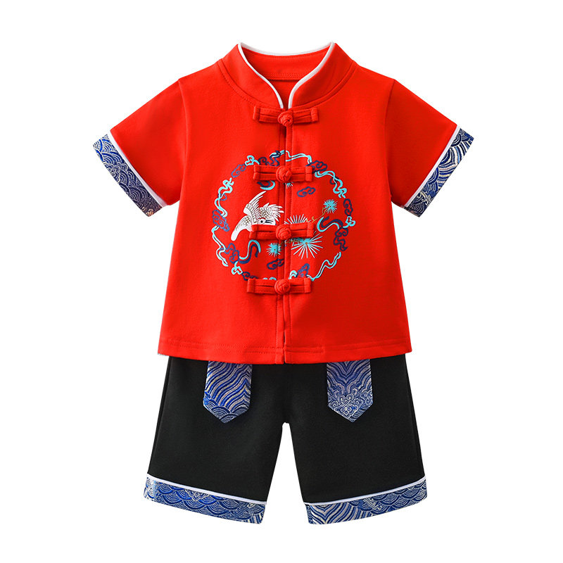 男宝宝一周岁礼服抓周衣服春夏季