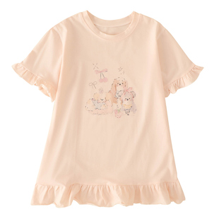 宝宝睡衣居家服莫代尔棉a类女孩睡裙夏季卡通可爱儿童短袖连衣裙