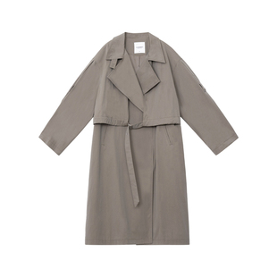 【军装风衣】CAREMIND立领腰带设计长款风衣外套高级宽松休闲大衣