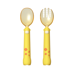 宝宝勺子学吃饭训练婴儿自主进食硅胶勺可弯曲叉勺辅食勺儿童餐具