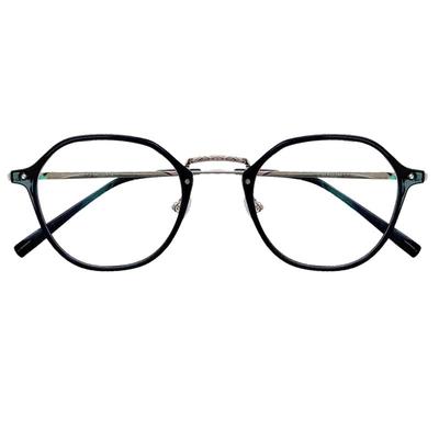 超轻纯钛多边形眼镜女可配近视