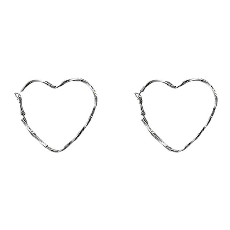 S925银针镀真金爱心耳环女简约冷淡风耳圈小众设计感百搭法式耳扣