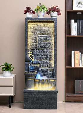 水幕墙流水喷泉循环水摆件客厅办公室招财风水轮假山鱼池景观礼品