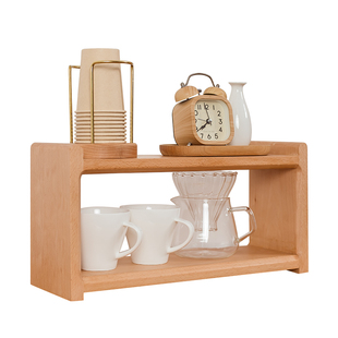 实木茶杯架桌面收纳台胡桃木咖啡器具置物架茶具博古架小型展示架