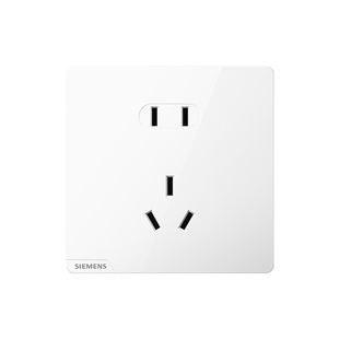 西门子皓彩哑光米绒磨砂白色奶油风开关插座usb10A斜五孔带一开16