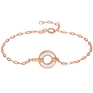 TSL谢瑞麟18K金手链圆环白贝母素金玫瑰金女士AH179