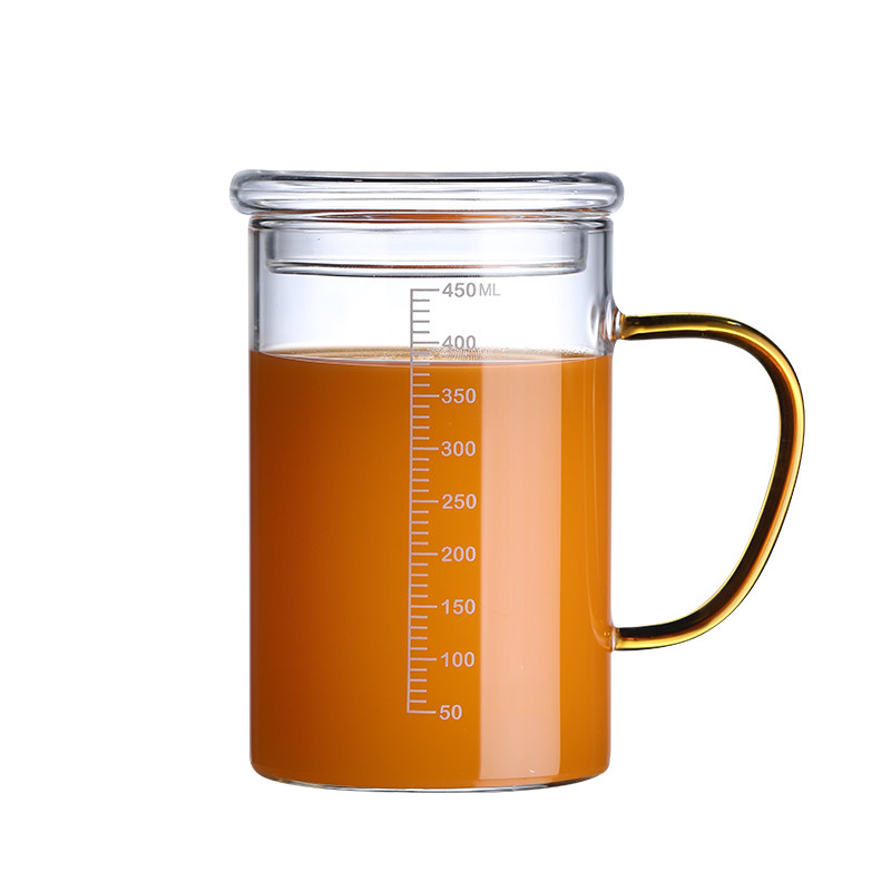 玻璃刻度杯子牛奶杯早餐杯家用水杯茶杯加厚耐热厨房微波炉烘焙杯