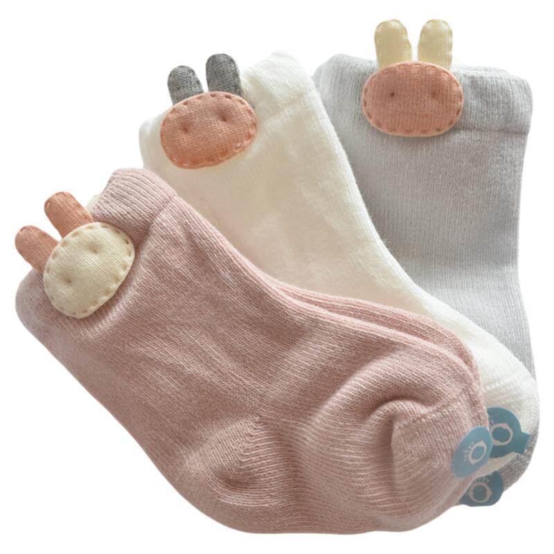 3双装新生婴儿纯色棉袜子春秋冬季男女儿童宝宝初生短袜0-6-12月