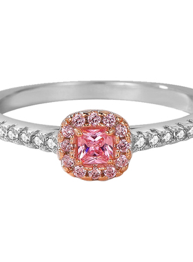 小清新粉色石轻奢微镶水晶戒指