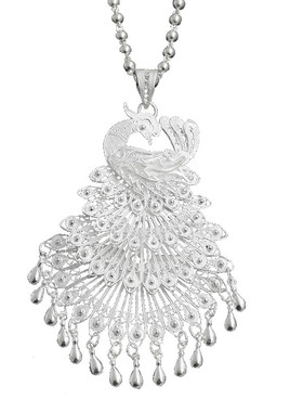 999纯银孔雀吊坠女佛珠毛衣