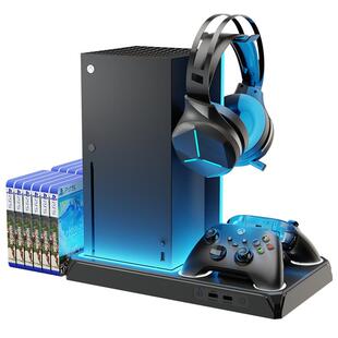 HONCAM xbox series X\S 主机散热充电底座RGB发光支架收纳配件电池包手柄电池充电器锂电池组套装1400毫安*2