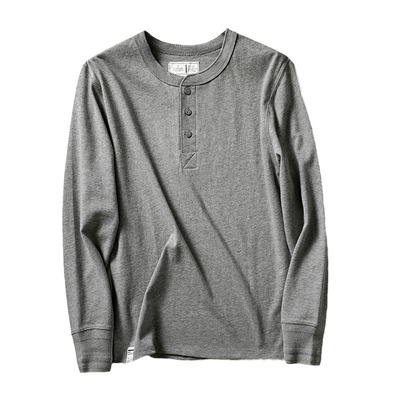 长袖日系复古青年纯棉T恤