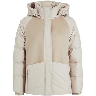 [轻量感廓形]LANDI休闲连帽毛呢羊毛拼接羽绒服女短款2024冬新品