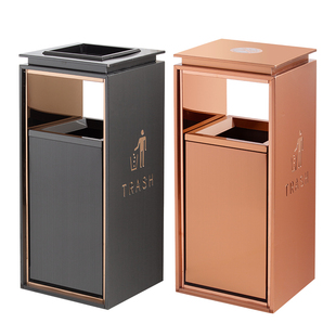 酒店垃圾桶带烟灰缸商场大堂大厅电梯口户外不锈钢果皮箱定制商用
