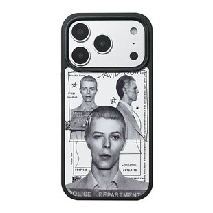 山七开【私心系列】原创大卫鲍伊摇滚风小众黑边磨砂手机壳适用于iPhone1716proMax苹果15手感好 黑机天菜壳