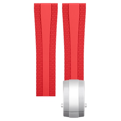 编织纹折叠扣氟橡胶手表带适配卡地亚卡利博精工西铁城沛纳海海鸥