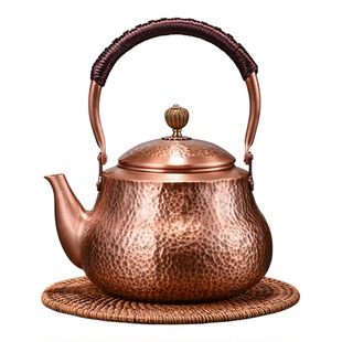 网虫中式纯手工锤纹加厚纯紫铜壶家用烧水泡茶壶围炉煮茶提梁铜壶