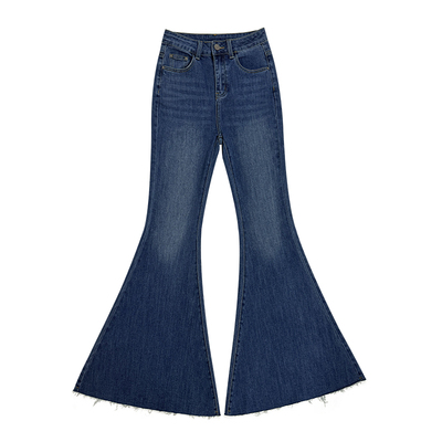 王家有鱼诗诗专属港风复古大喇叭牛仔裤高腰修身女新款显瘦微喇裤