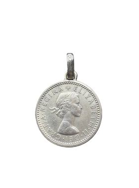 英国6便士复古幸运币吊坠