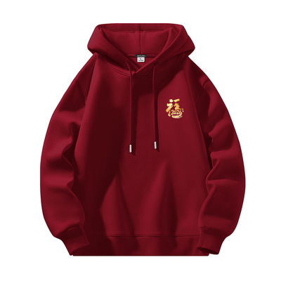 真维斯2026马年酒红色卫衣男春秋