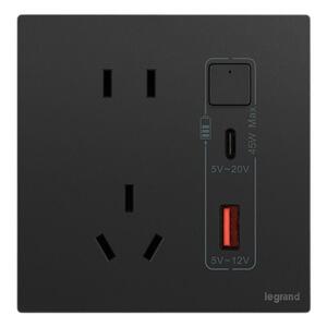 罗格朗黑色86型纯平设计开关插座