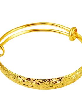 高级轻奢久不掉色沙金手镯子女抖音同款实心锡金色结婚庆首饰礼物