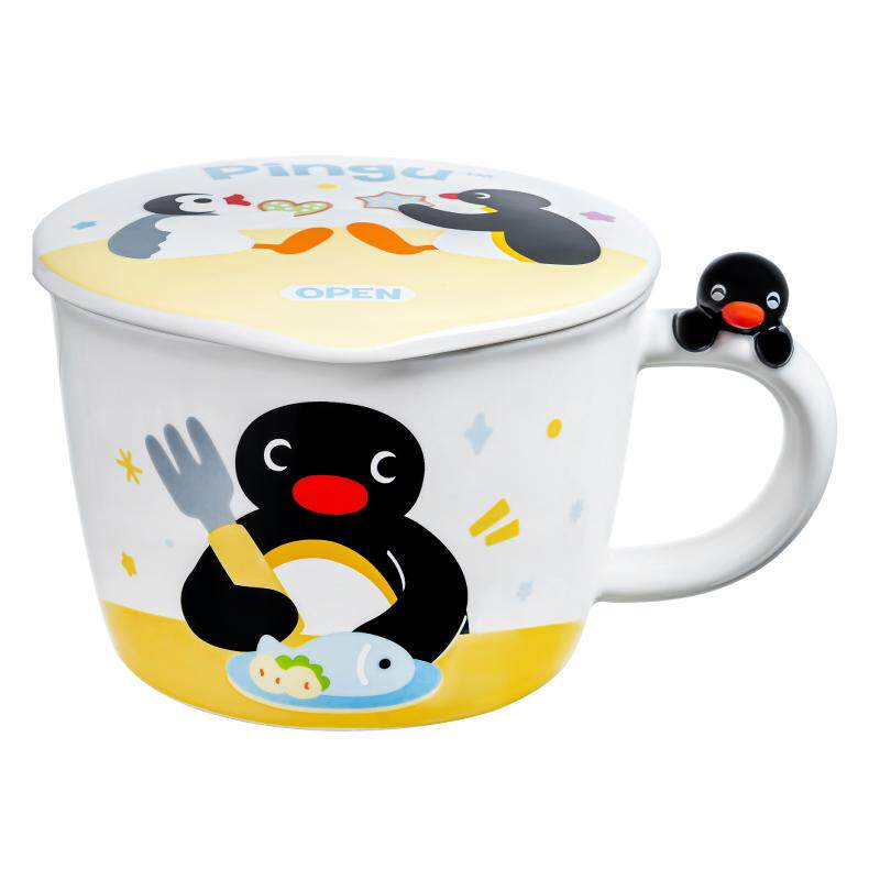 言仓Pingu泡面碗带盖陶瓷大汤碗