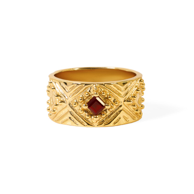 Wens格致系列菱格镶石戒指女