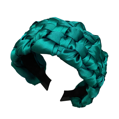 纯色缎面编织宽边发箍女款高颅顶