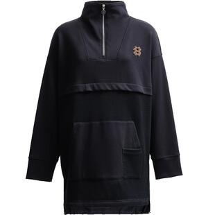 SEASONHIGH女士春夏针织裙立领拉链领口拼接刺绣贴布袋鼠兜女装