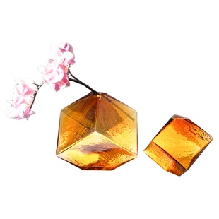 凹面魔方形水培玻璃花瓶家居软装插花工艺品几何花瓶摆件彩色玻璃