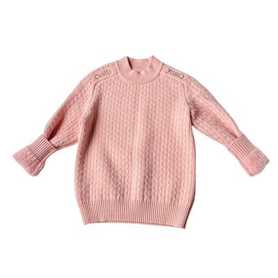 女童一体绒毛衣冬季新款儿童毛衣半高领打底加绒女童加厚内搭上衣