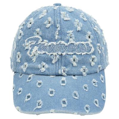 FEAROM牛仔刺绣破洞休闲弯檐帽