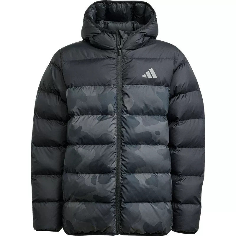 Adidas阿迪达斯正品2026冬季新款大童保暖休闲印花连帽户外外套