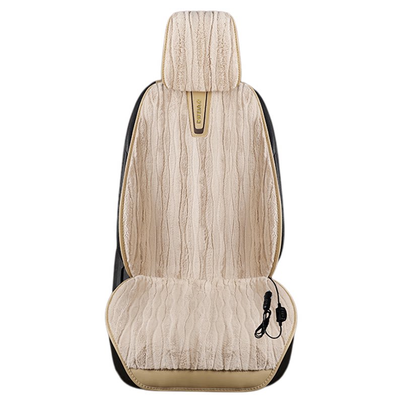 汽车加热坐垫冬季车载12V电加热改装貂绒保暖座垫单座椅毛绒车垫