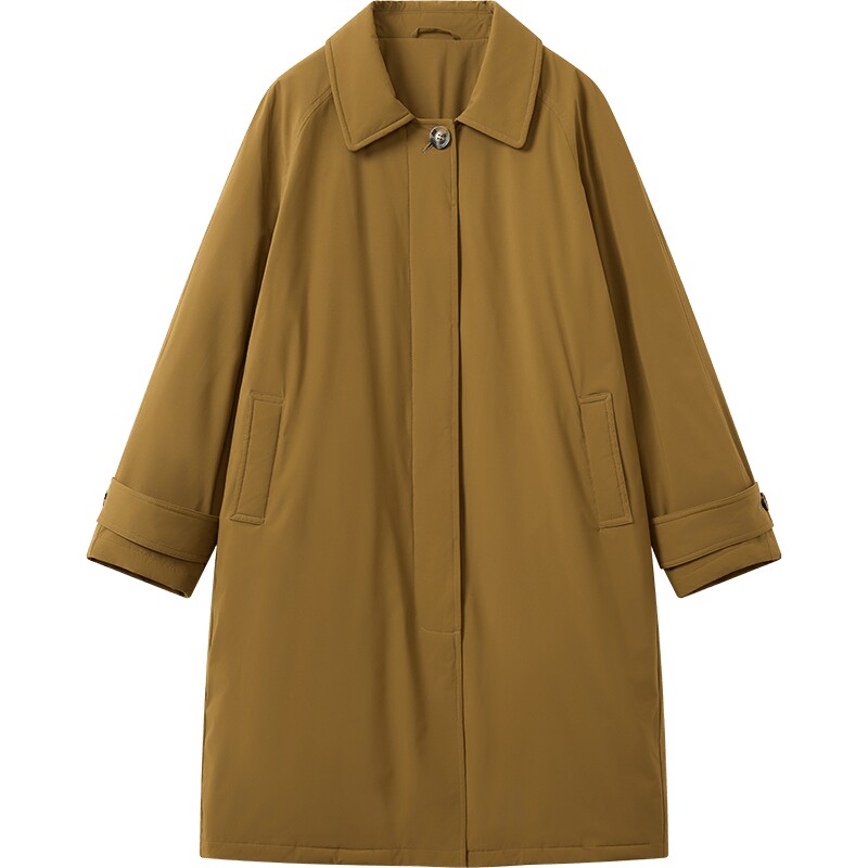 播冬季复古中长款翻领羽绒服女休闲宽松外套DDS4RD5276