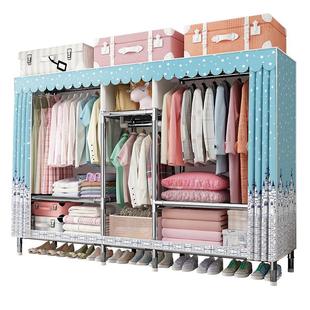 衣柜简约简易结实布衣柜家用卧室出租房宿舍用组装单人收纳衣橱f