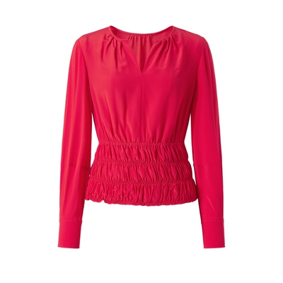 imm尹默桑蚕丝红色V领单上衣