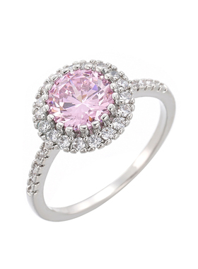 欧美时尚彩色圆形锆石满钻女戒