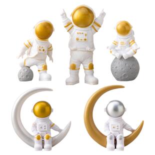 太空宇航员生日蛋糕摆件儿童银河系宇宙装饰黑白星球飞船周岁插件